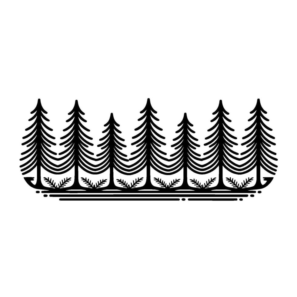 Minimalist Pine Forest Silhouette, Rustic Woodland Illustration vector