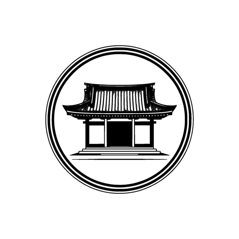 Japanese Pagoda Emblem, Minimalist, Japan vector