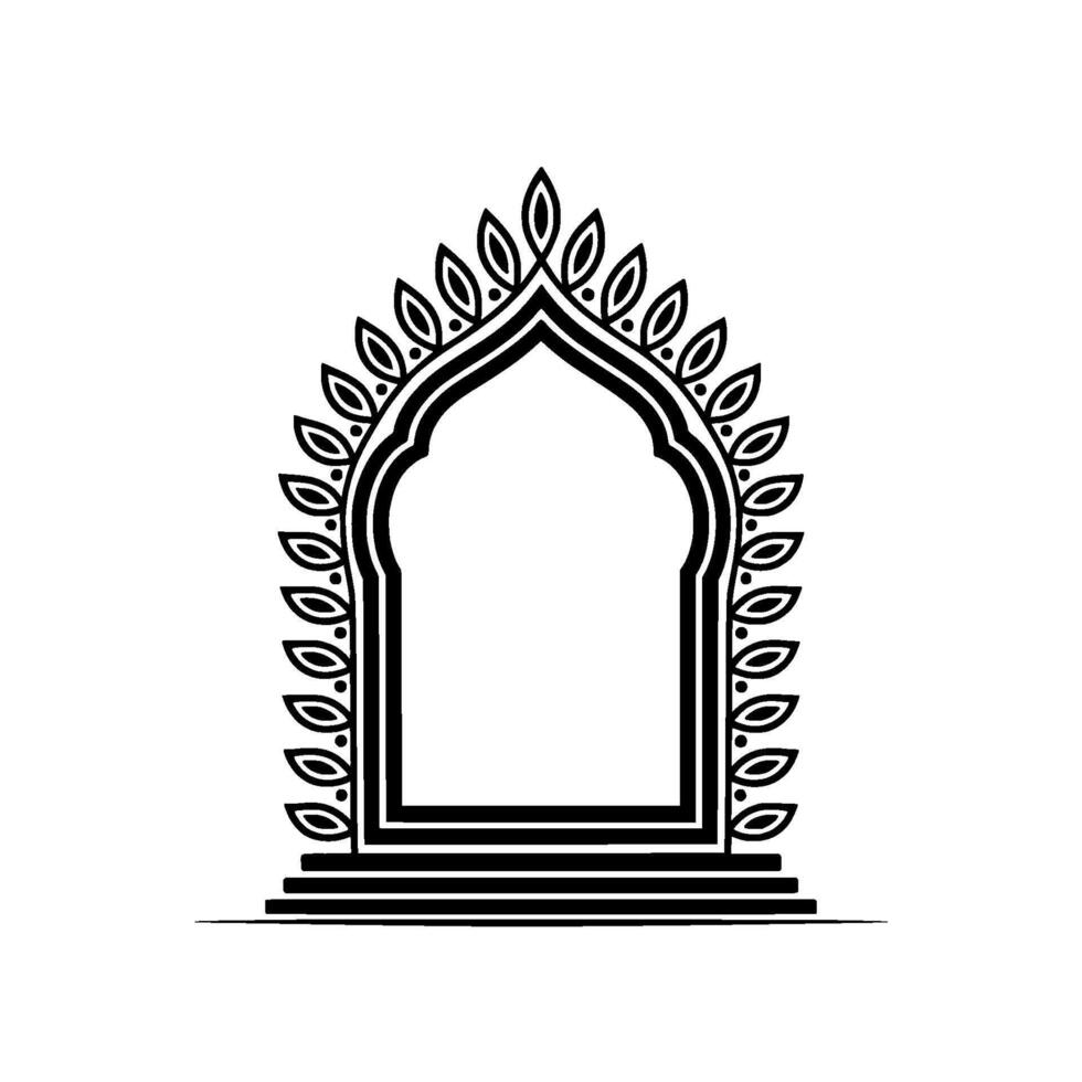 Intricate Archway, Islamic Ornamentation, Minimalist, Lineart vector