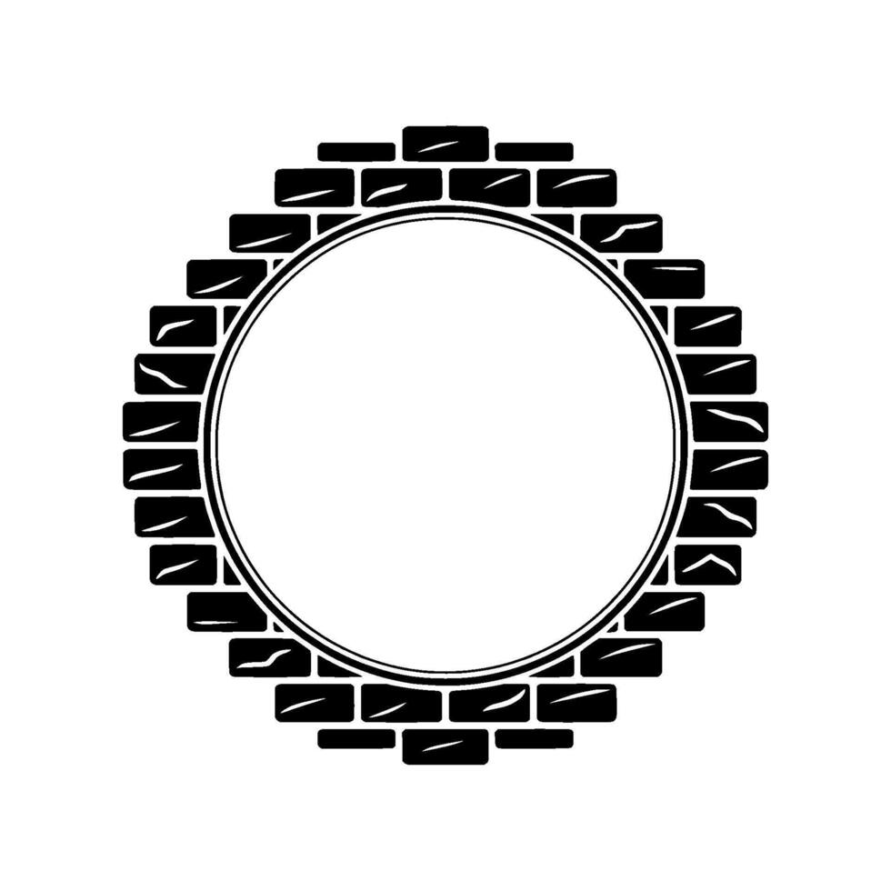 Geometric Circle Frame, Stylized Brick Pattern vector