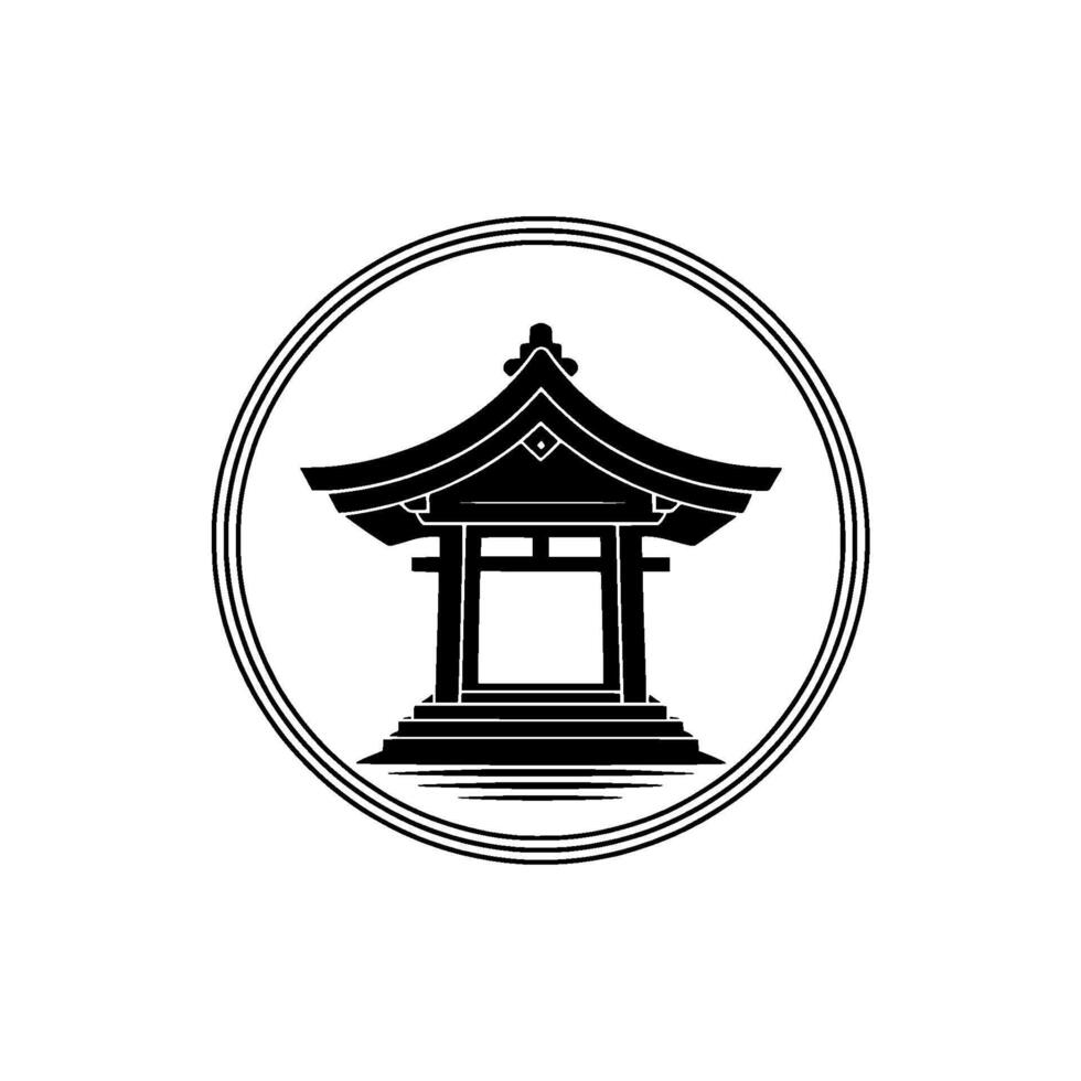 Serene Japanese Torii Gate Emblem, Minimalist, Japan vector