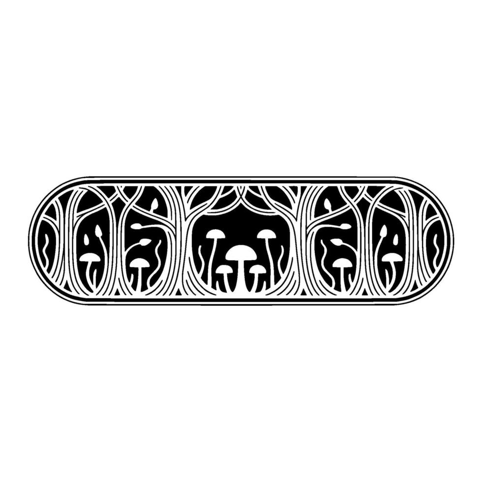 Art Nouveau Mushroom Border, Decorative Emblem vector