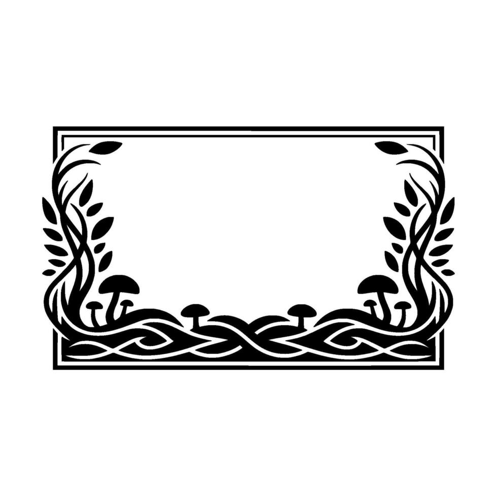 Intricate Mushroom Frame, Art Nouveau Botanical Border vector