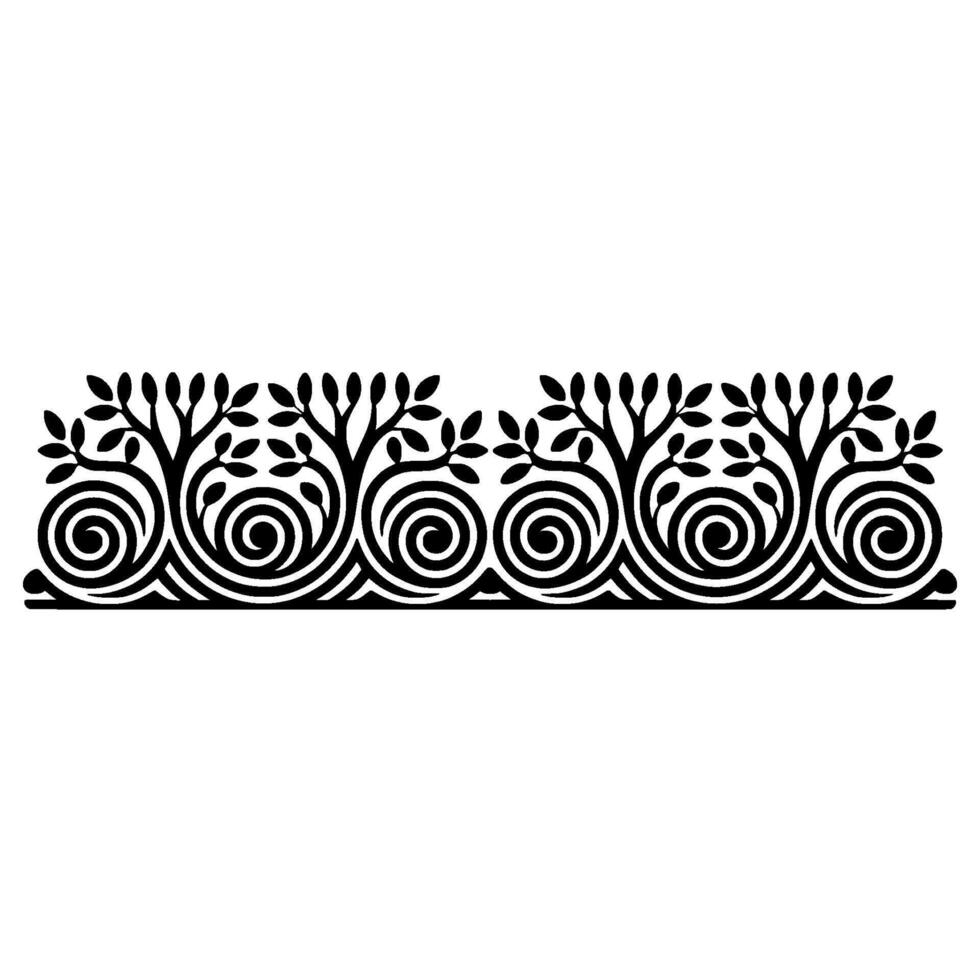 Elegant Spiral Tree Border, Vintage Botanical vector