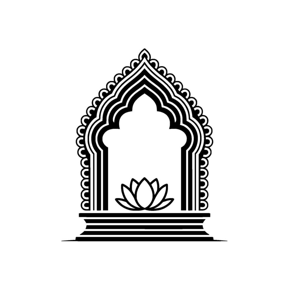 Intricate Archway, Lotus Symbol, Minimalist vector