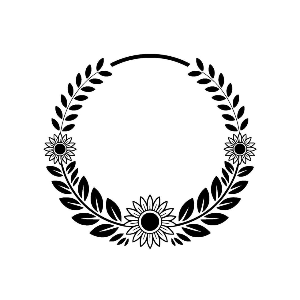 Floral Circle Emblem, Rustic, Celebration Border vector