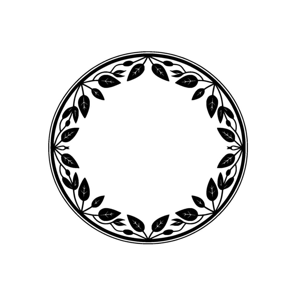 Elegant Botanical Circle Frame, Vintage Style, Art vector