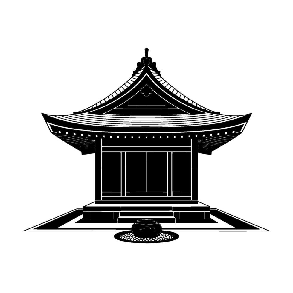 Serene Pavilion Silhouette, Minimalist Zen vector