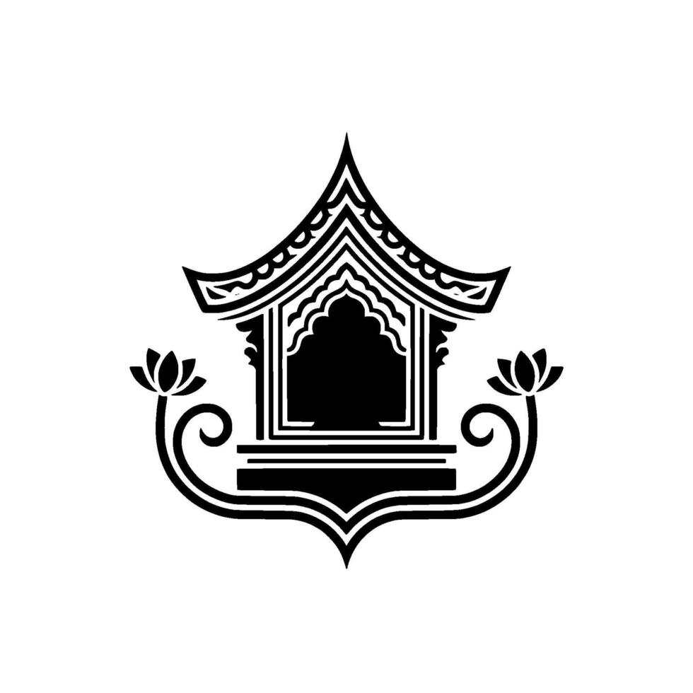 Intricate Asian Window Emblem, Serene Reflection vector