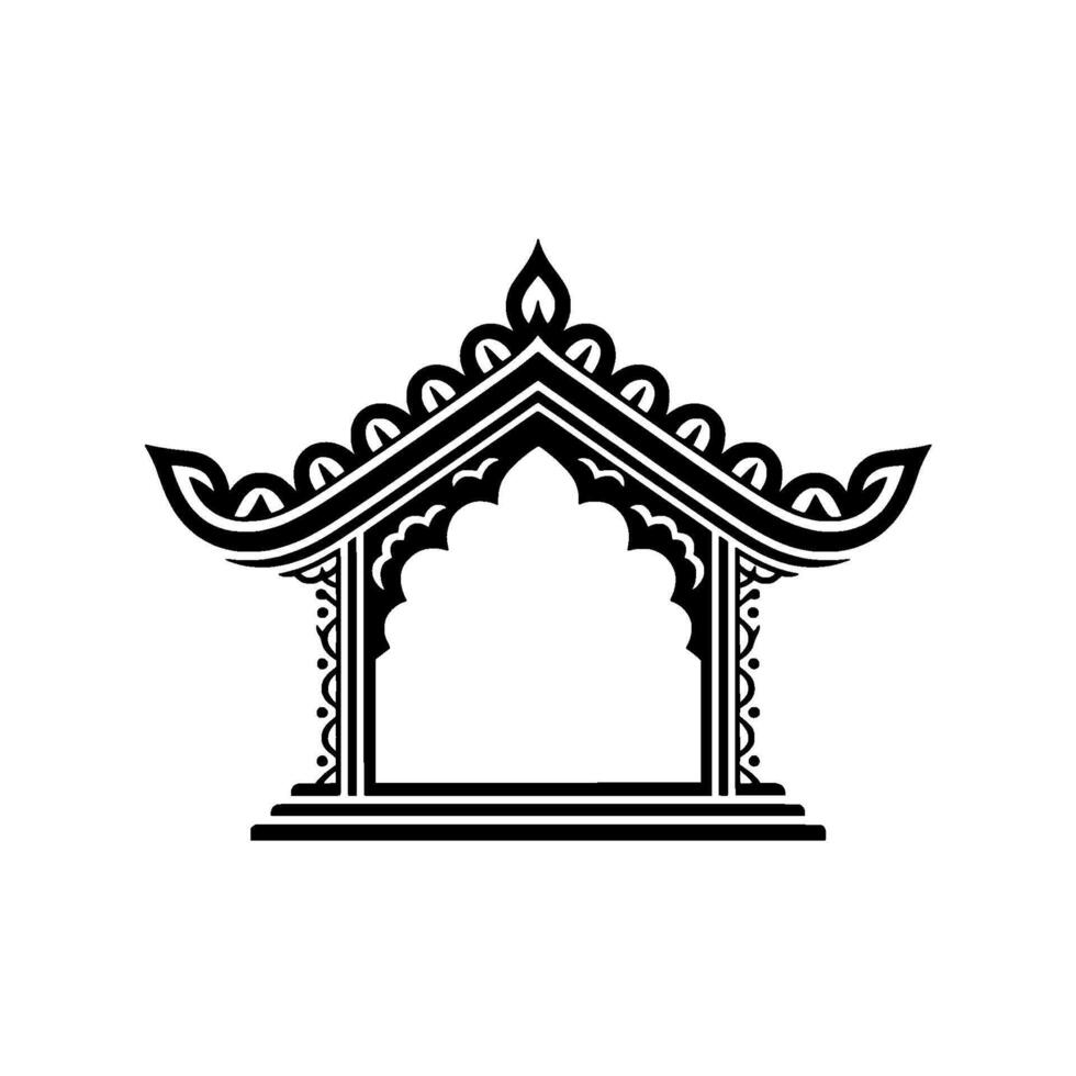 Intricate Thai Pavilion Silhouette, Minimalist, Architecture vector