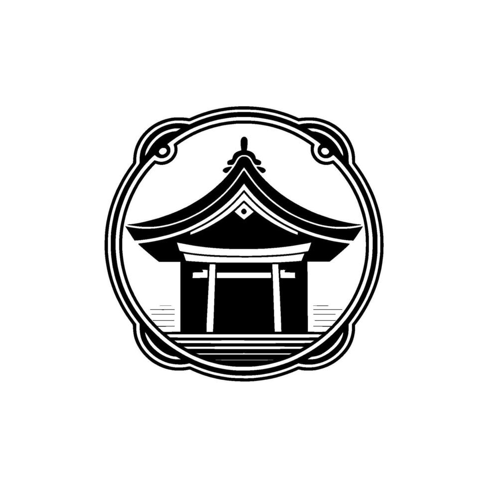 Japanese Torii Gate Emblem, Minimalist, Traditional vector
