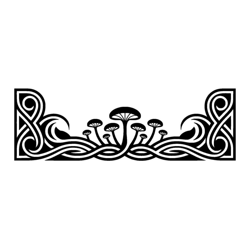 Intricate Mushroom Border, Celtic Revival vector