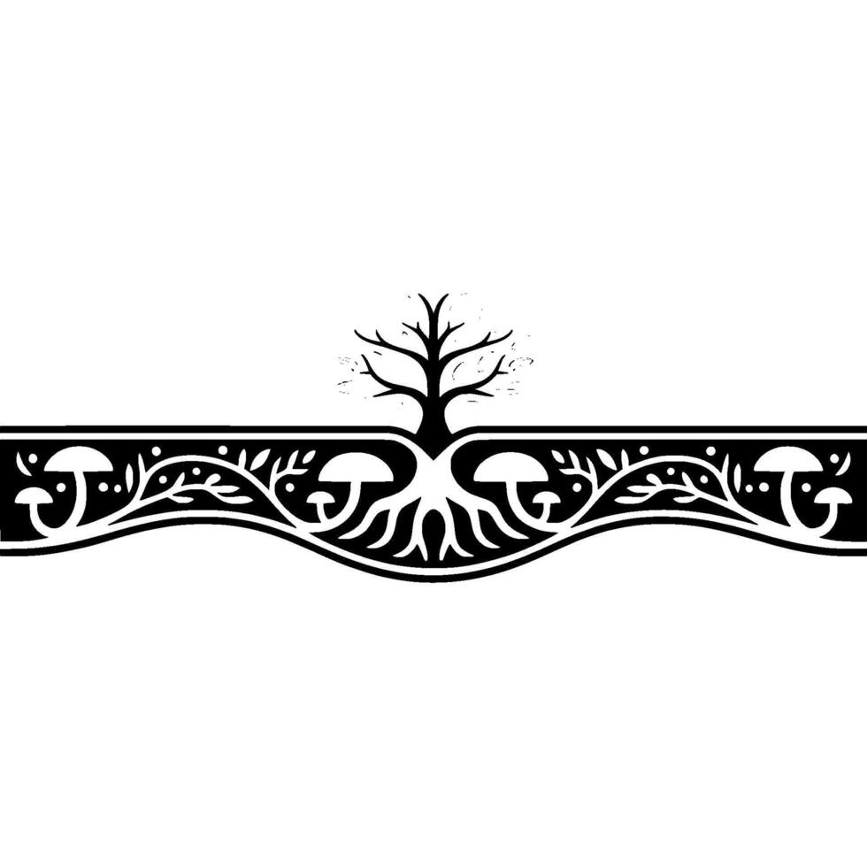Elegant Tree Border, Vintage Botanical Illustration, Floral vector