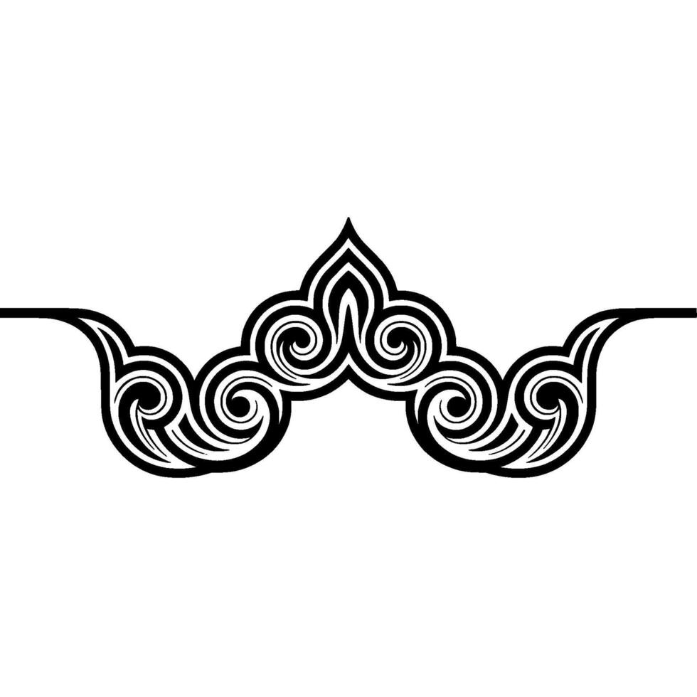 Intricate Black Wave Ornament, Asian Inspired vector