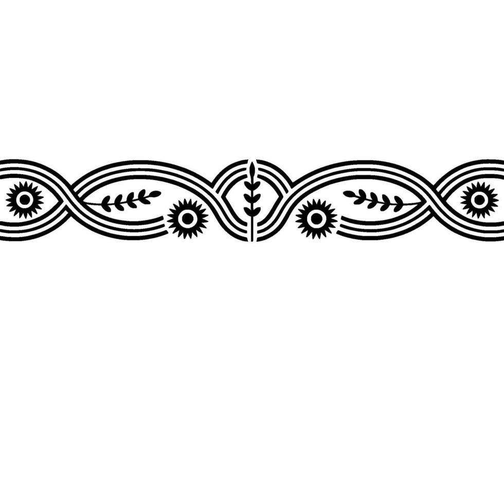 Stylized Floral Border, Vintage Element, Symmetry - Decorative vector