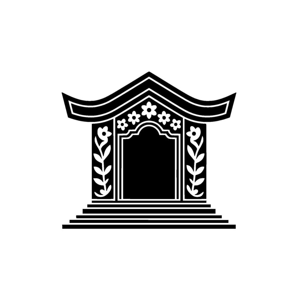 Elegant Japanese Torii Gate Silhouette, Minimalist, Architecture vector