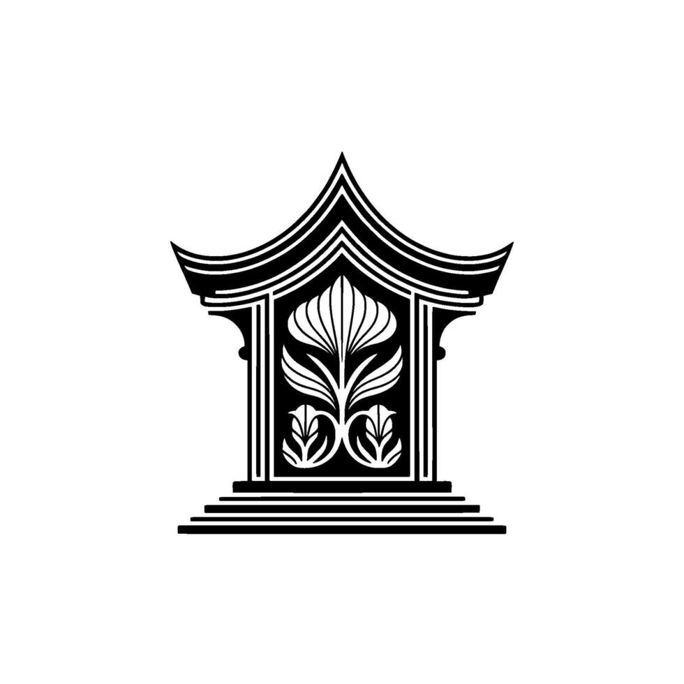 Elegant Japanese Pagoda Emblem, Minimalist, Traditional vector