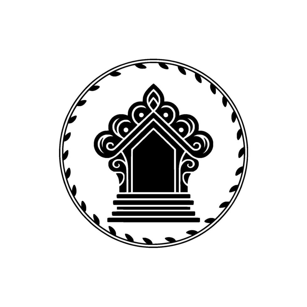 Intricate Thai Temple Emblem, Circular, Symbolic vector