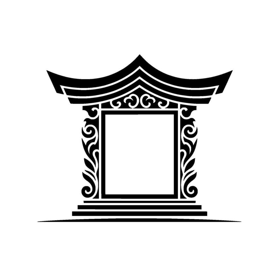 Elegant Black Pavilion Silhouette, Minimalist vector
