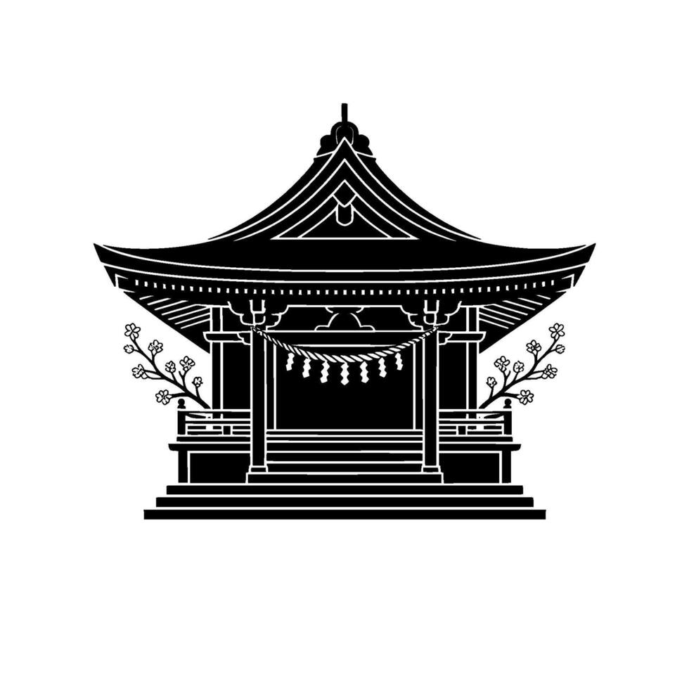 Japanese Pagoda Silhouette, Minimalist Zen vector