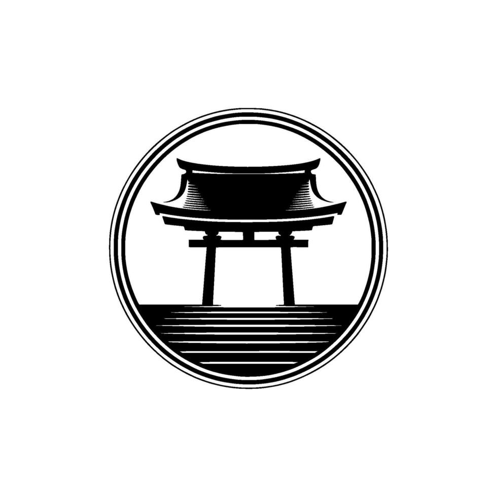 Japanese Torii Gate Emblem, Minimalist, Symbolic vector