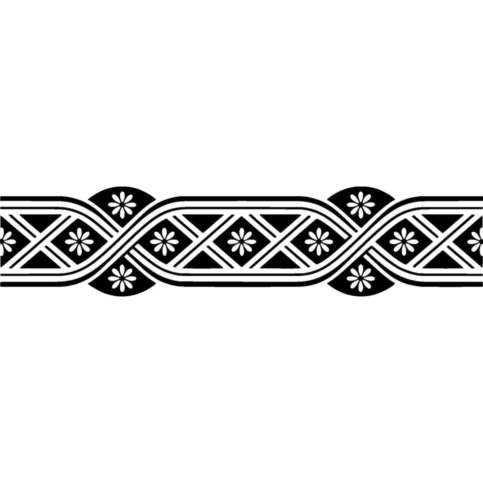 Intricate Celtic Border, Stylized Black White, Pattern vector