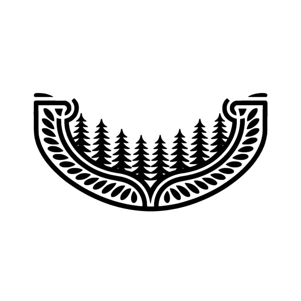 Stylized Forest Emblem, Minimalist Mountain Silhouette vector