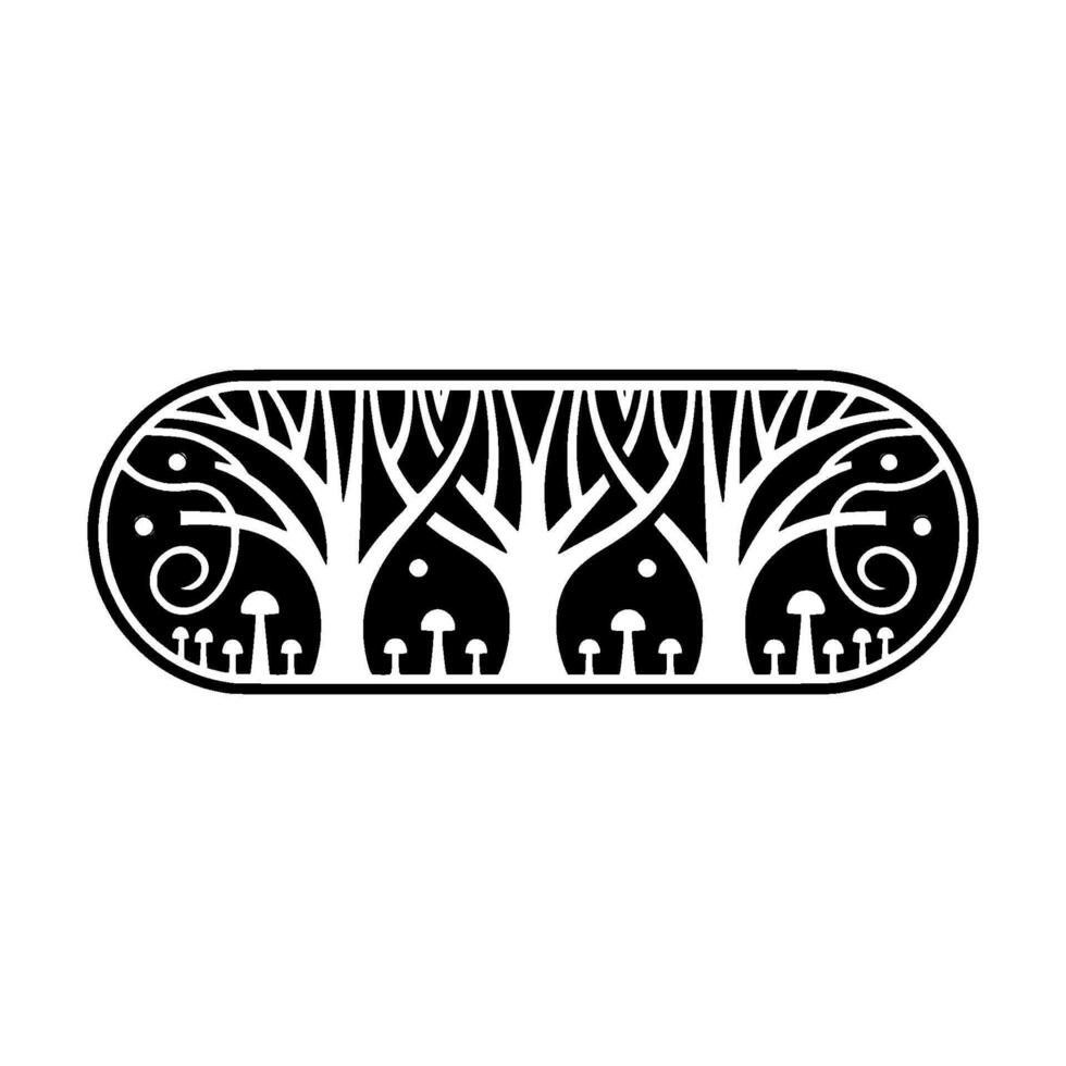 Stylized Forest Emblem, Vintage Botanical Illustration, Ornamental vector