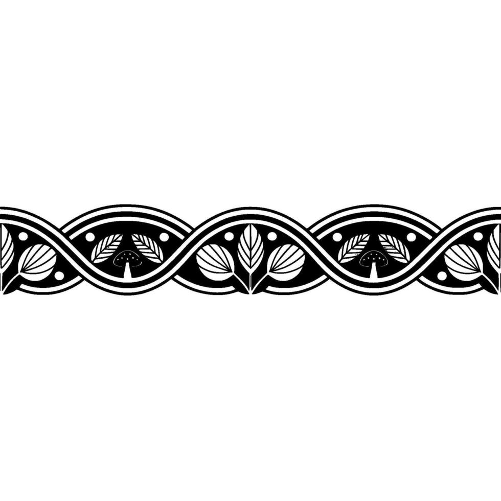 Stylized Celtic Border Leaf Mushroom Motif vector