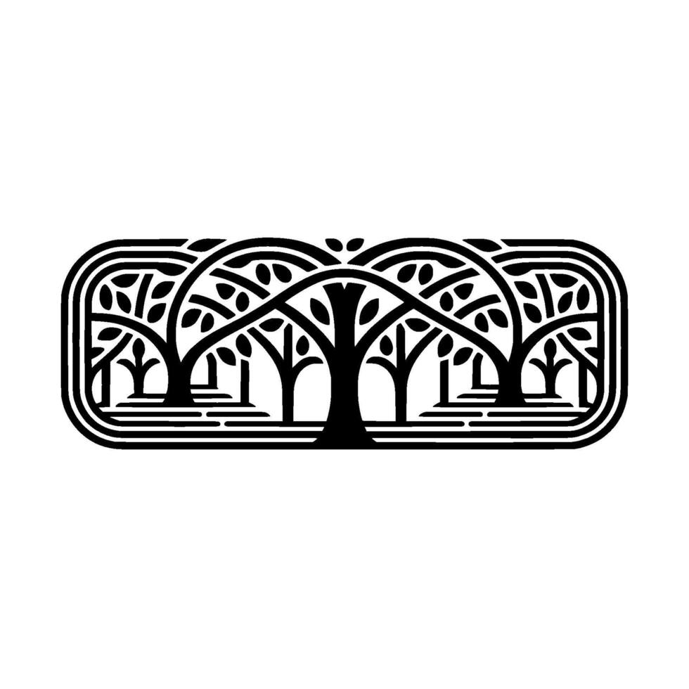 Stylized Tree Emblem, Vintage Botanical Illustration, Geometric vector