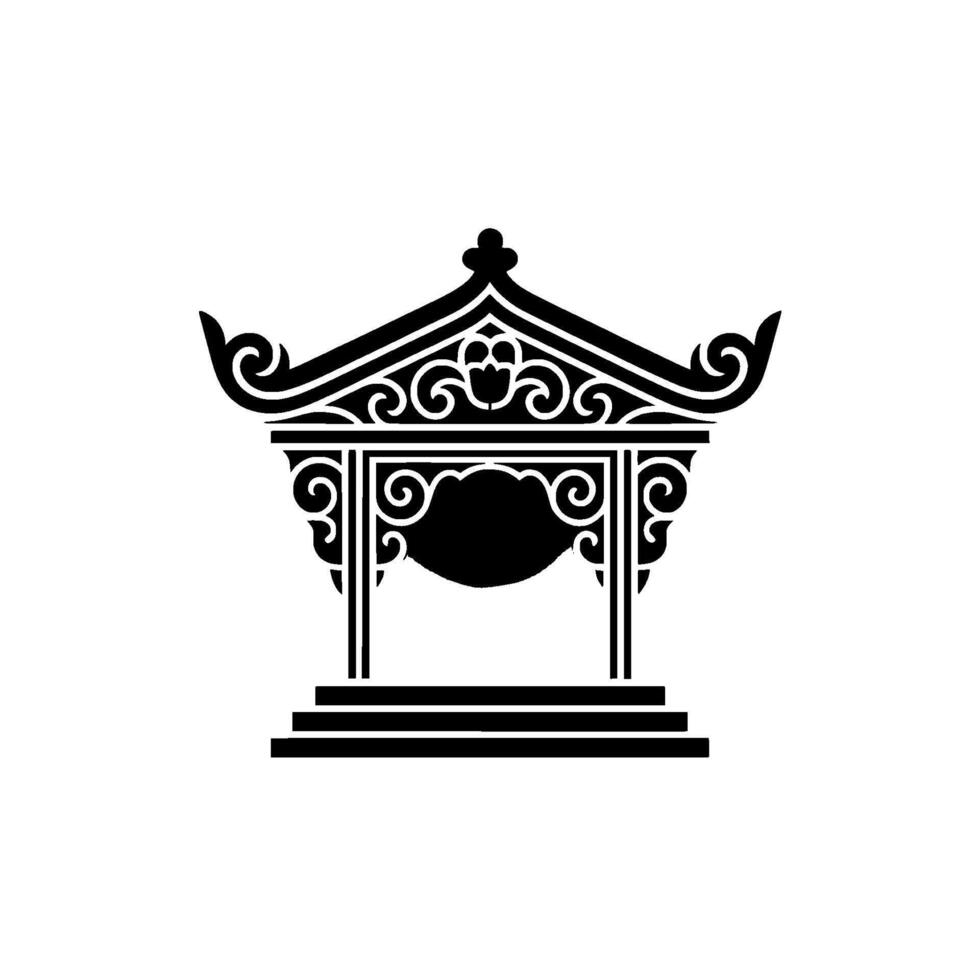 Elegant Asian Gateway, Minimalist Silhouette vector