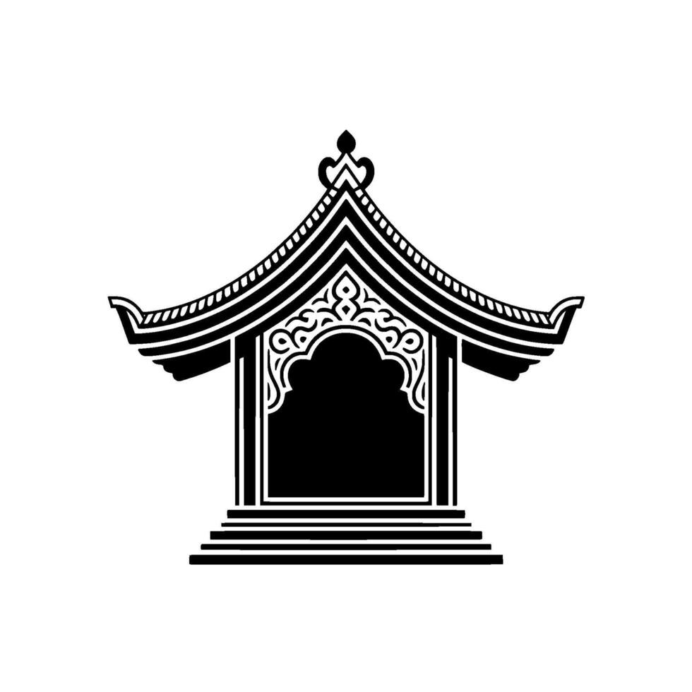 Intricate Thai Pavilion Silhouette, Minimalist - Thailand vector
