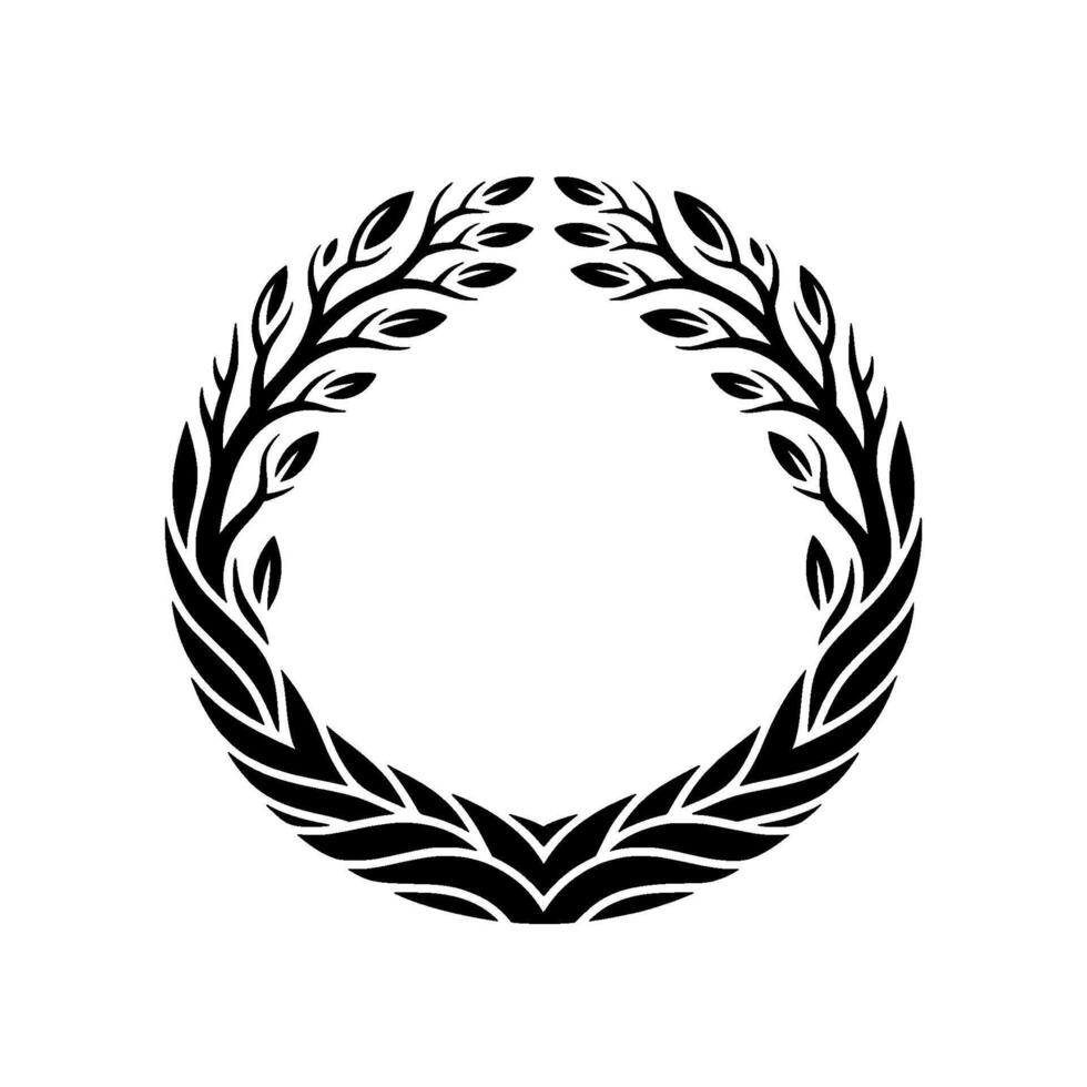 Elegant Black Laurel Wreath, Minimalist - Foliage vector