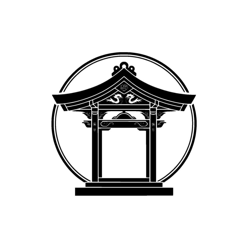 Japanese Torii Gate Emblem, Minimalist, Decorative vector