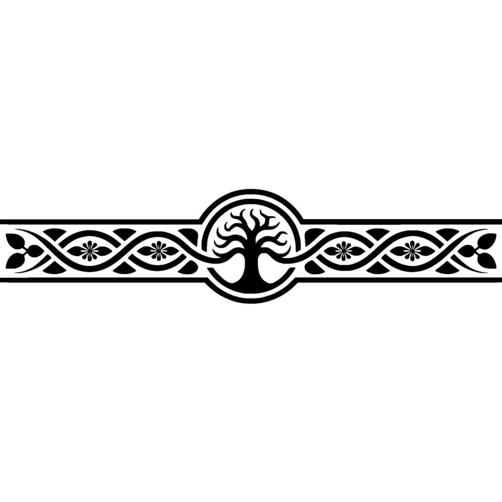 Celtic Tree of Life Border, Intricate, Ornament vector