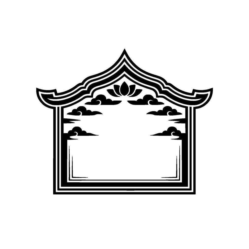 Elegant Asian Arch Frame, Lotus Blossom, Minimalist vector