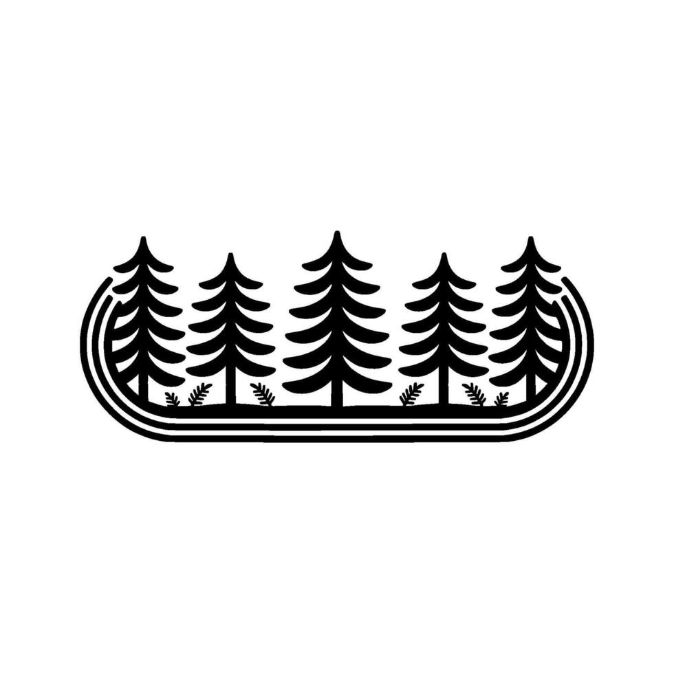 Minimalist Forest Silhouette, Tranquil Woodland Emblem, Trees vector