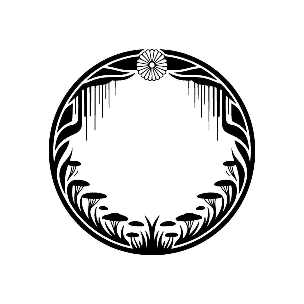 Ornamental Circle, Floral Motif, Mystical Border, Vintage vector