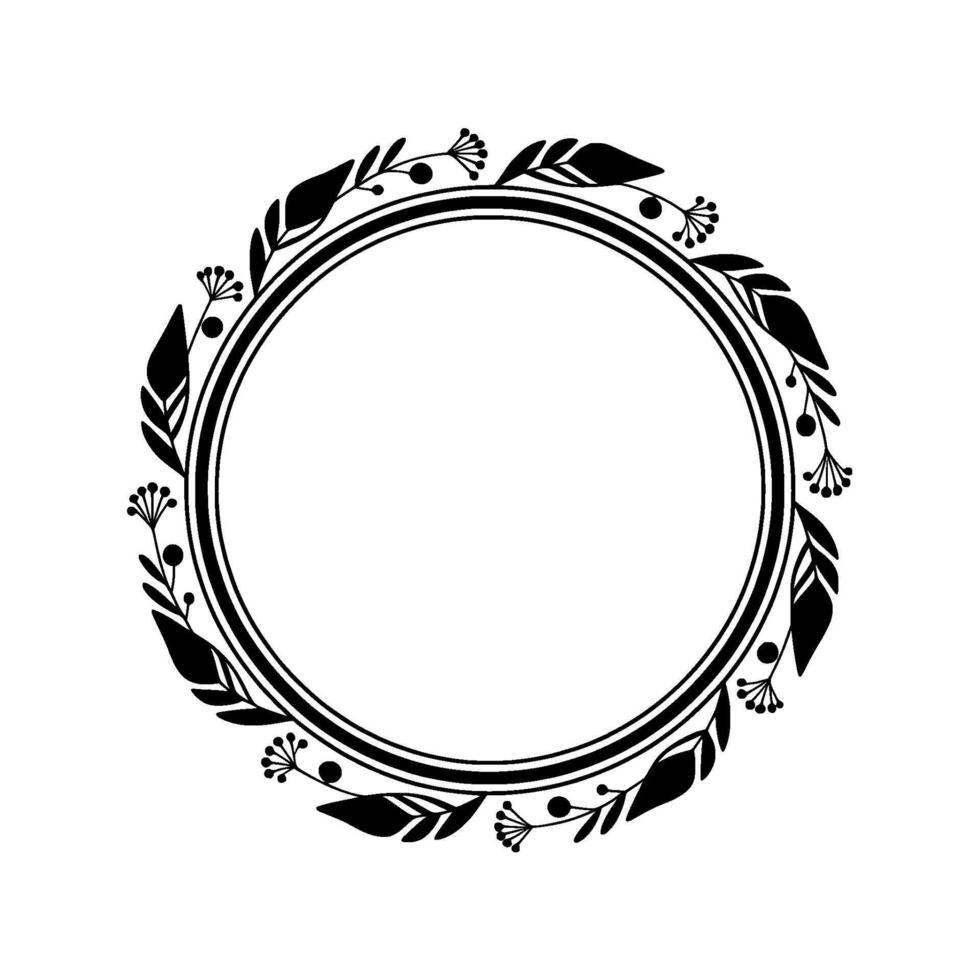 Elegant Botanical Circle Frame, Minimalist, Leaves - Floral vector