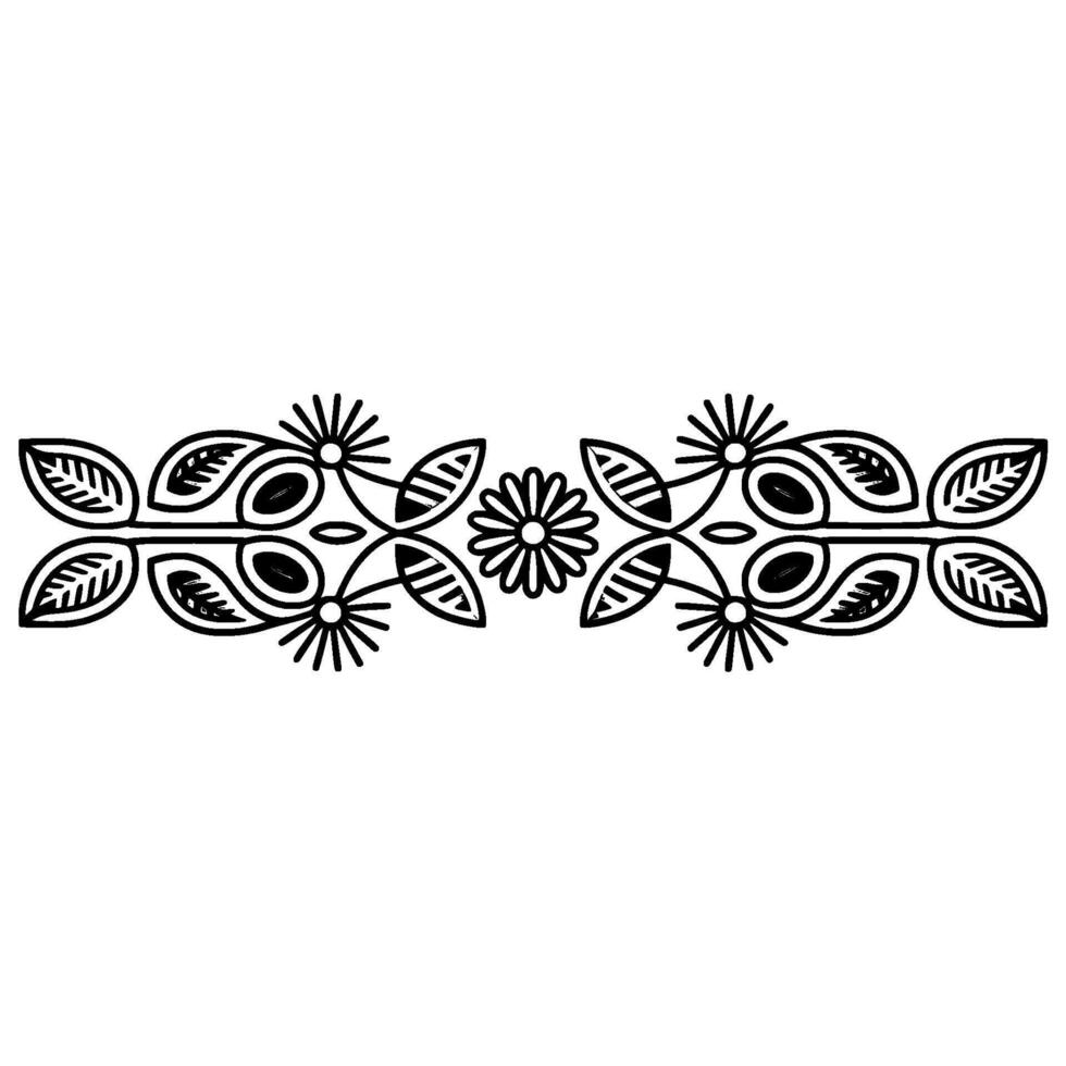 Stylized Botanical Border, Mid-Century Modern vector