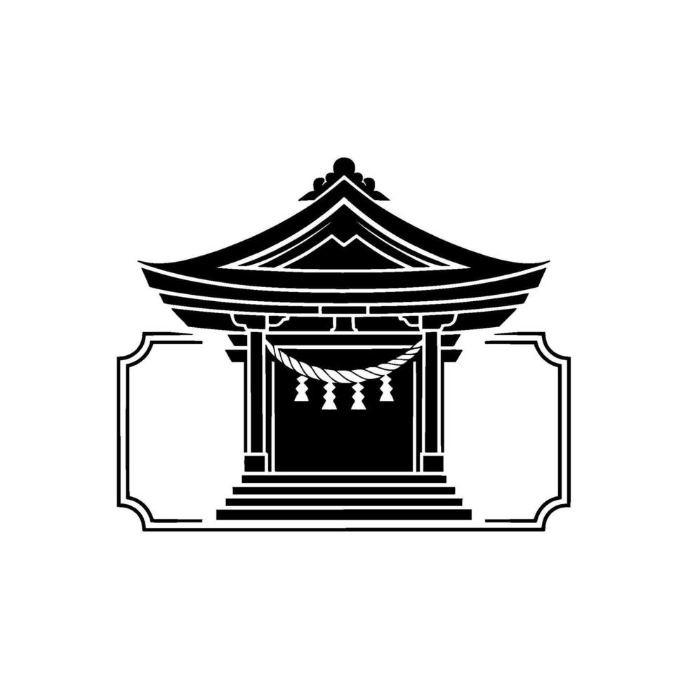 Minimalist Japanese Torii Gate Emblem, Serene Reflection vector