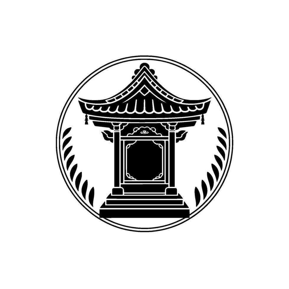 Elegant Asian Pavilion Emblem, Minimalist - Architecture vector