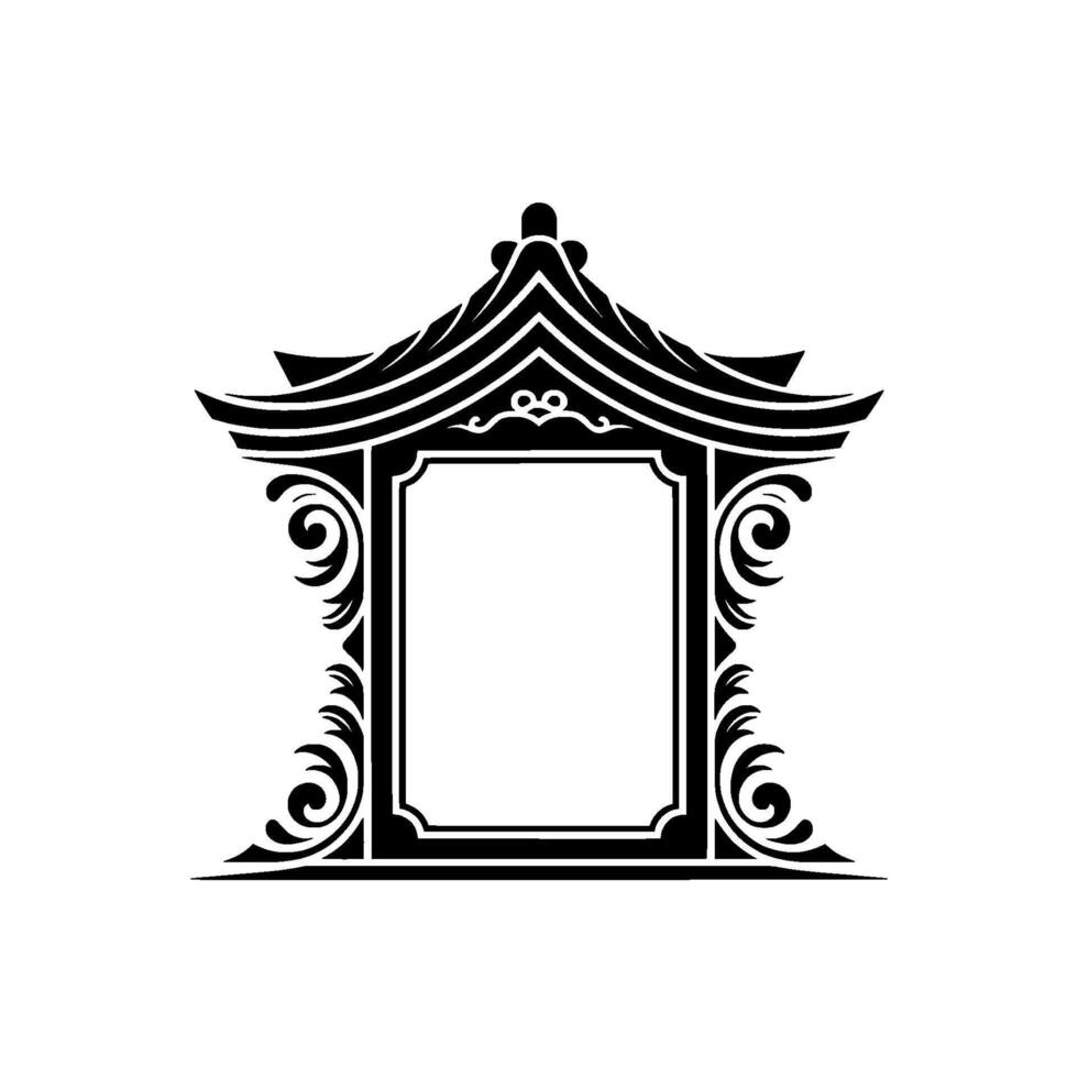 Elegant Japanese Pagoda Frame, Decorative Illustration vector