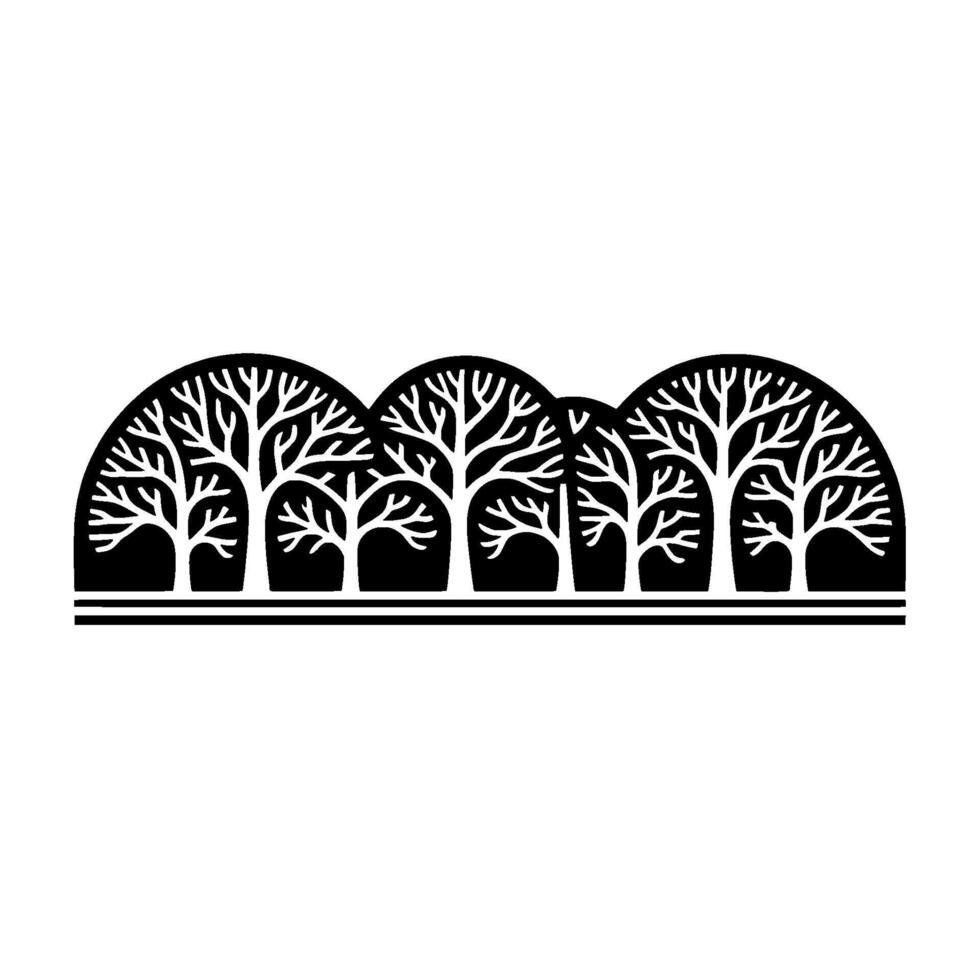 Stylized Forest Silhouette, Minimalist Landscape Emblem, Trees vector