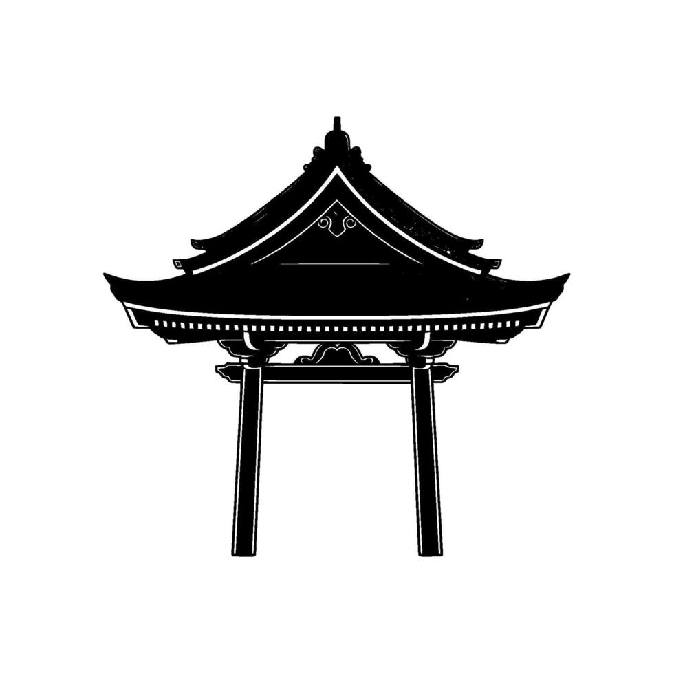 Japanese Pagoda Silhouette, Minimalist, Japan vector