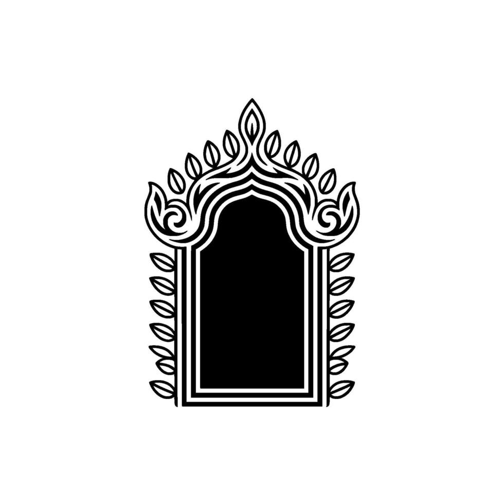 Intricate Black Mirror Frame, Ornate Islamic vector