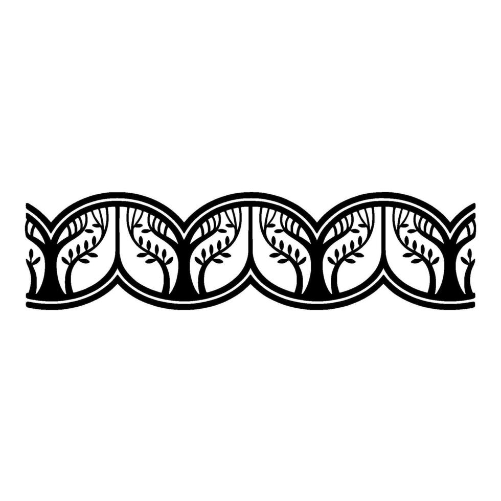Stylized Tree Border, Vintage Ornamentation, Elegant vector