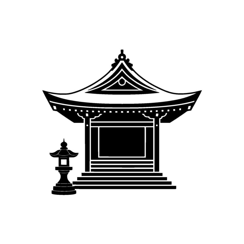 Serene Japanese Pagoda Silhouette, Minimalist vector