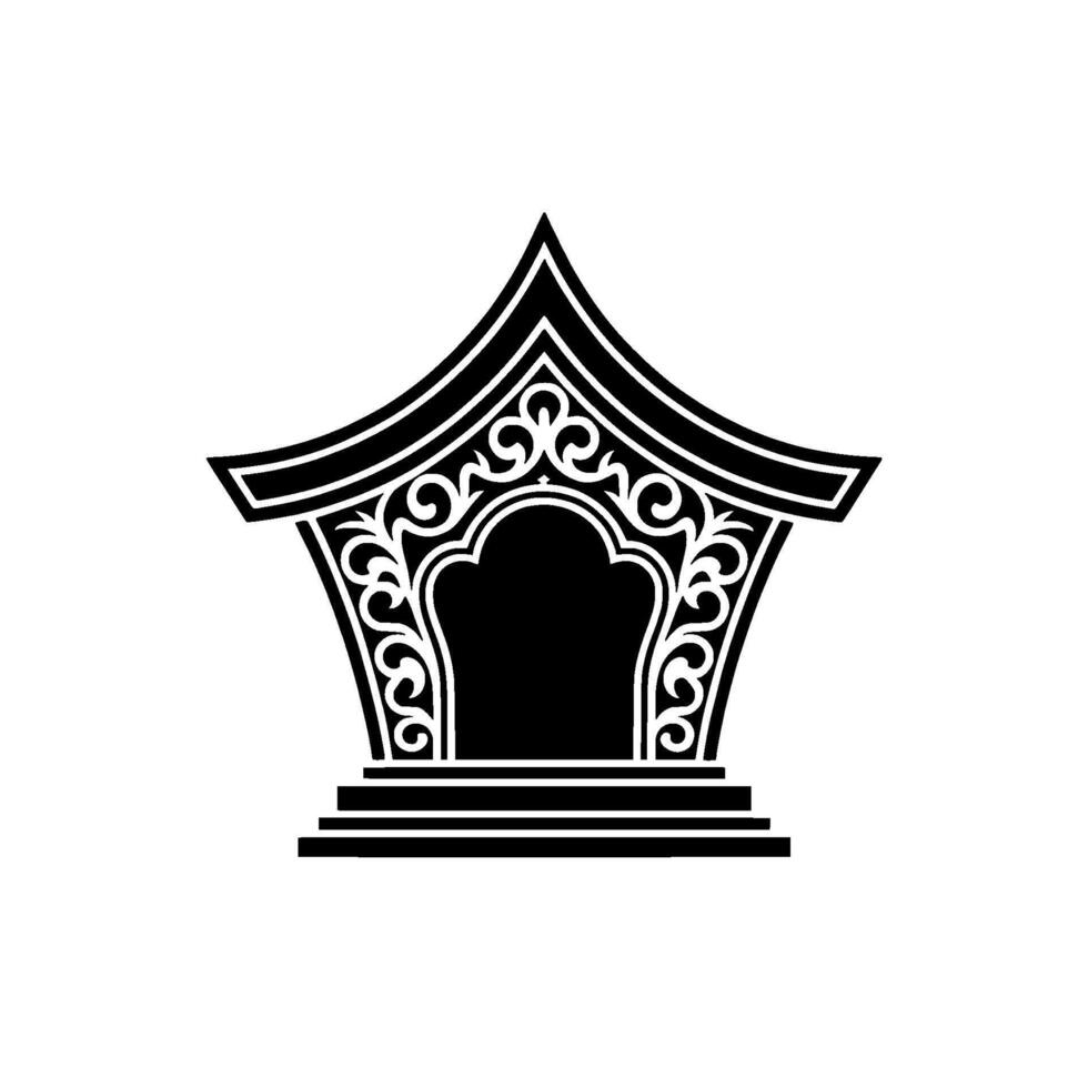 Intricate Asian Gateway, Symbolic Entrance, Minimalist vector