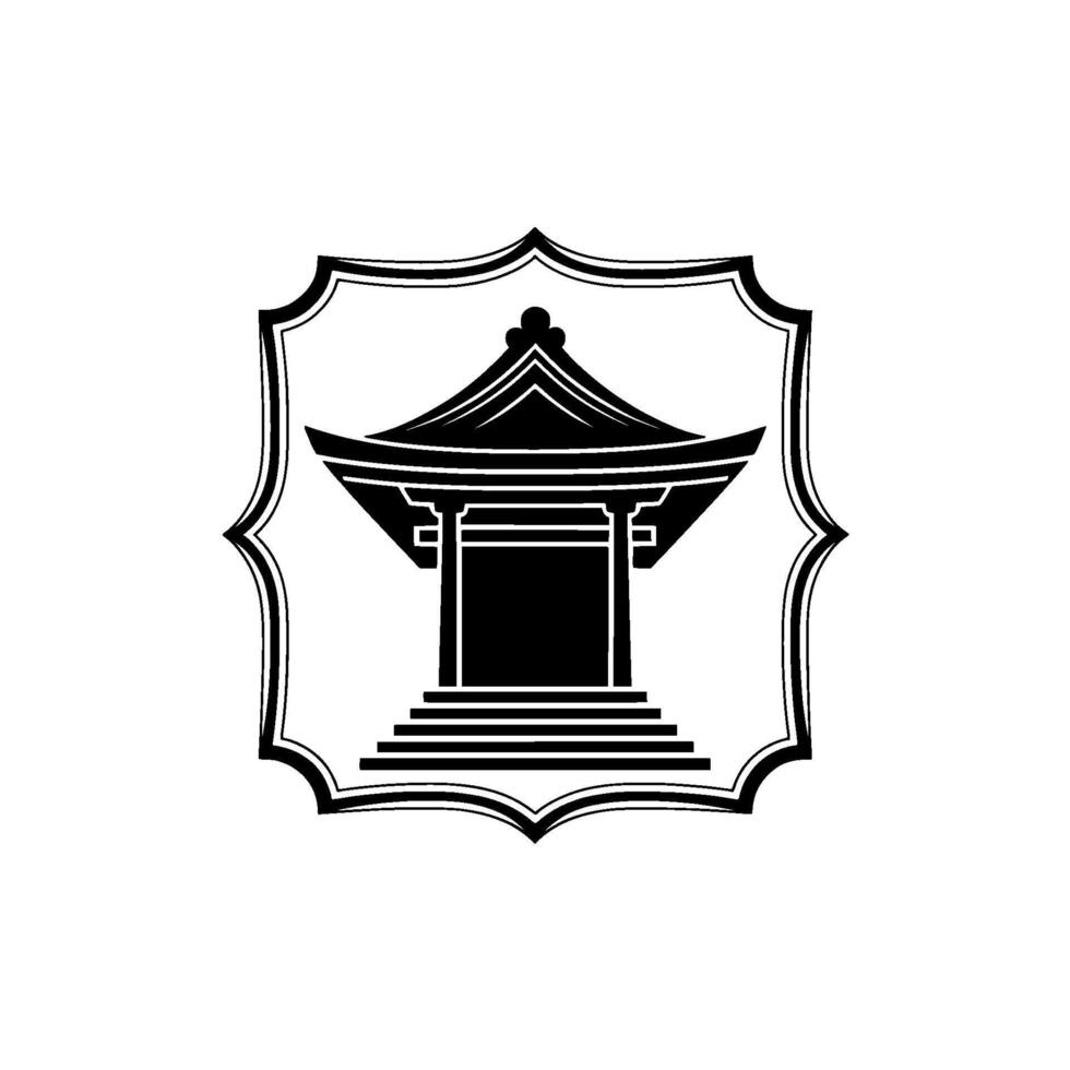 Elegant Japanese Pagoda Emblem, Minimalist - Geometric vector